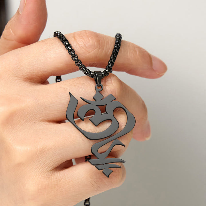 Buddha Stones Vintage OM Symbol Geometrie Design Edelstahl Verbindung Halskette Anhänger - image 17