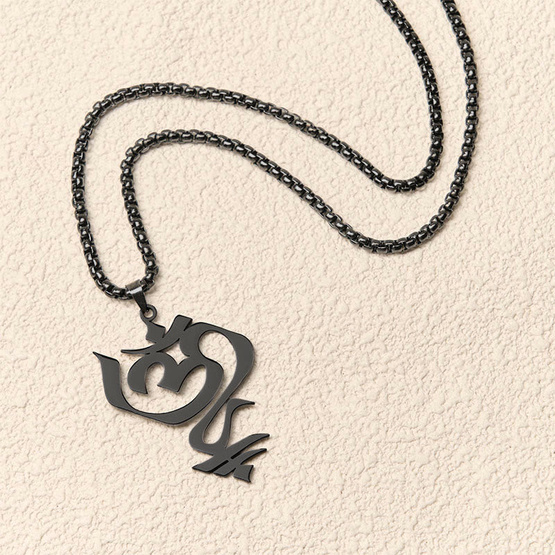 Buddha Stones Vintage OM Symbol Geometrie Design Edelstahl Verbindung Halskette Anhänger - image 15
