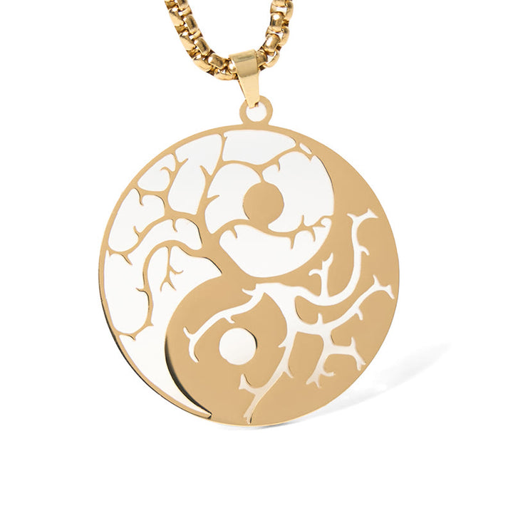 Buddha Stones ​​Zweige Hohl Yin Yang Design Edelstahl Balance Halskette Anhänger - Gold - image 13