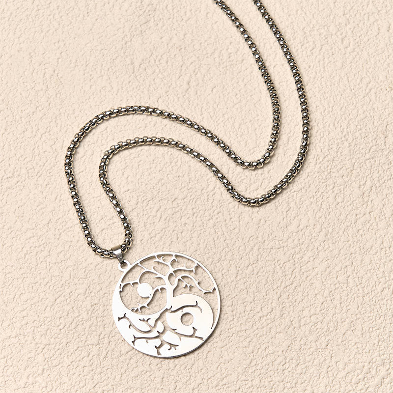 Buddha Stones ​​Zweige Hohl Yin Yang Design Edelstahl Balance Halskette Anhänger - image 11