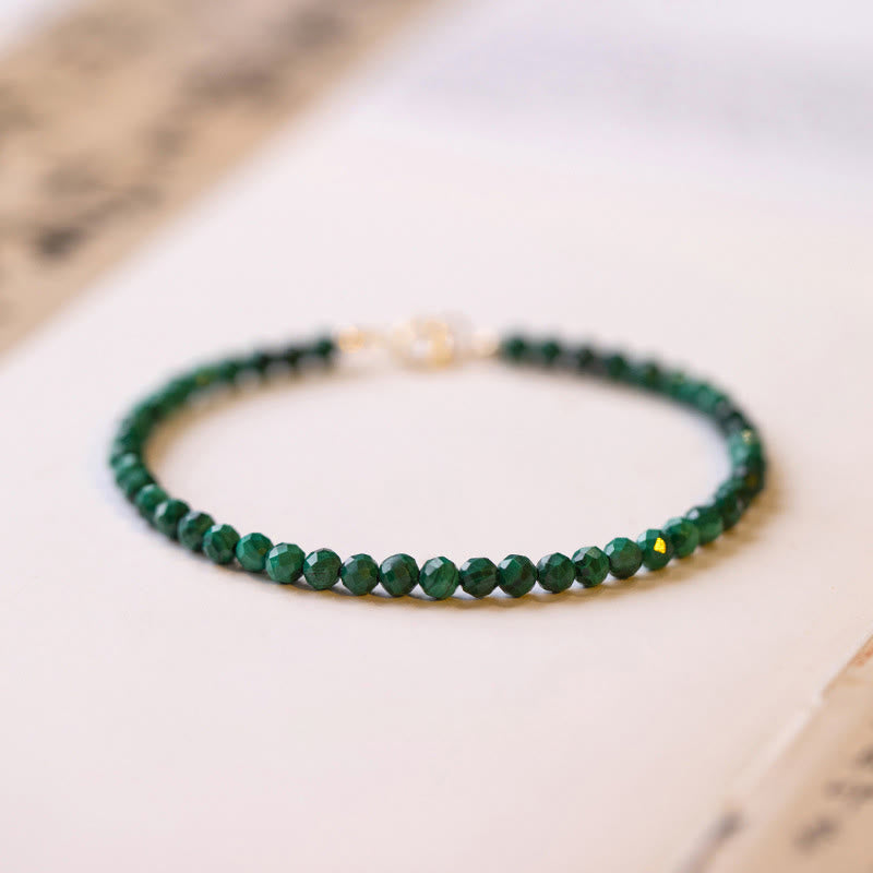 Buddha Stones 3 mm natürliches Malachit-Armband mit ultradünnen Perlen gegen Angstzustände - 3 mm Malachit (Handgelenkumfang: 16 cm) - image 0
