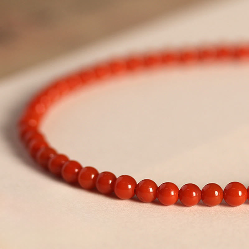 Buddha Stones 3 mm natürliches südrotes Achat-Armband mit ultradünnen Perlen - image 8