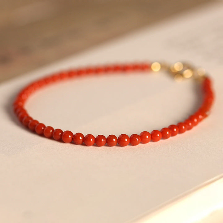 Buddha Stones 3 mm natürliches südrotes Achat-Armband mit ultradünnen Perlen - image 7