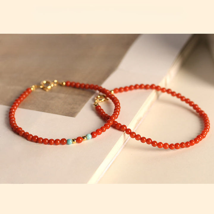 Buddha Stones 3 mm natürliches südrotes Achat-Armband mit ultradünnen Perlen - image 9