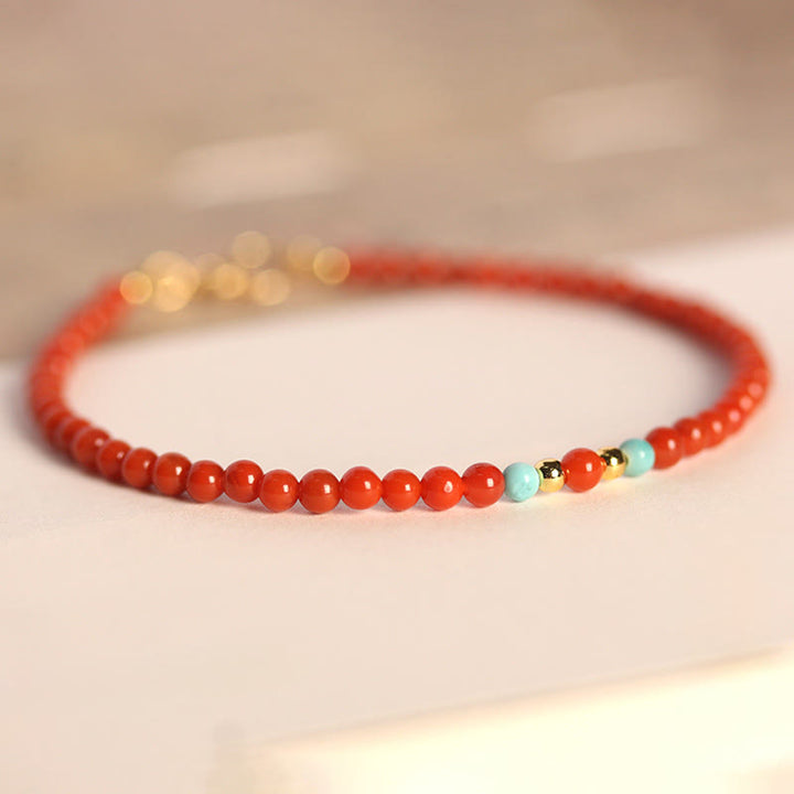 Buddha Stones 3 mm natürliches südrotes Achat-Armband mit ultradünnen Perlen - image 2