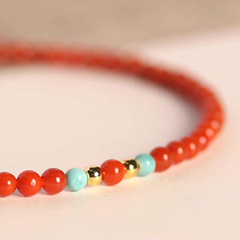Buddha Stones 3 mm natürliches südrotes Achat-Armband mit ultradünnen Perlen - image 3