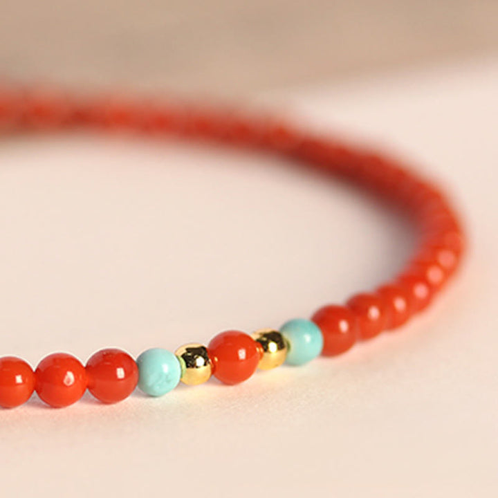 Buddha Stones 3 mm natürliches südrotes Achat-Armband mit ultradünnen Perlen - image 3