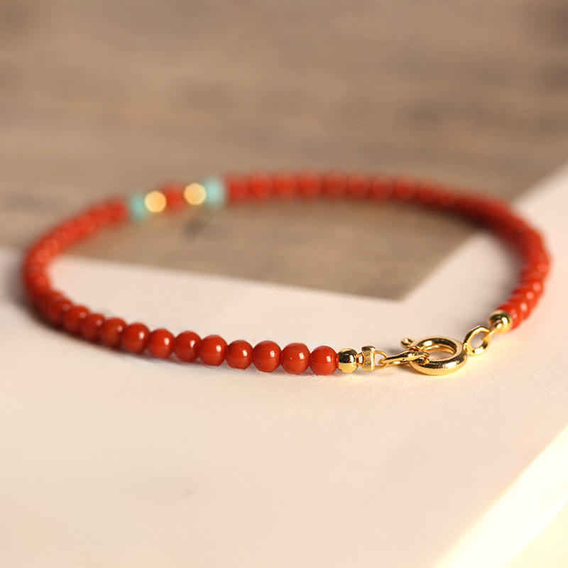 Buddha Stones 3 mm natürliches südrotes Achat-Armband mit ultradünnen Perlen - image 1
