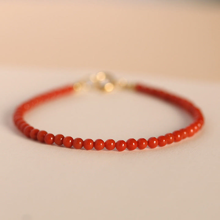 Buddha Stones 3 mm natürliches südrotes Achat-Armband mit ultradünnen Perlen - 3 mm südroter Achat (Handgelenkumfang: 14–17 cm) - image 6