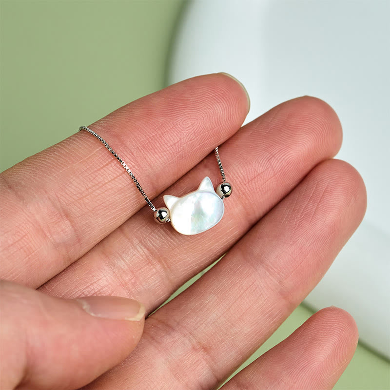 Buddha Stones Armband aus 925er Sterlingsilber mit Tridacna-Stein und Katzenkopf-Segnungskette - image 11