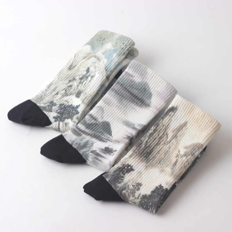 Buddha Stones, chinesische Tuschmalerei, Landschaftsmuster, Micro Crew, drei Paar Socken für Herren und Damen, Unisex - image 1
