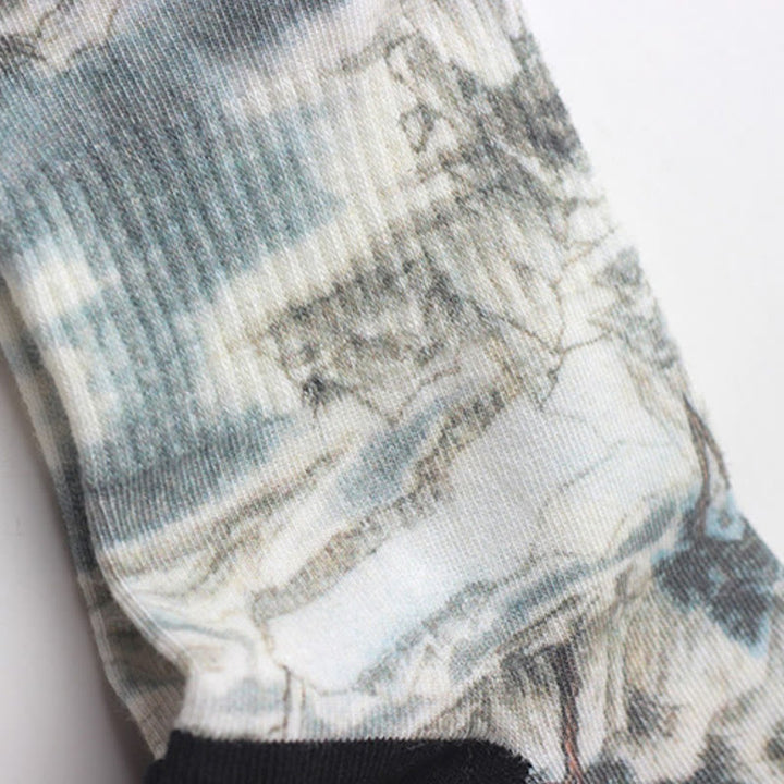 Buddha Stones, chinesische Tuschmalerei, Landschaftsmuster, Micro Crew, drei Paar Socken für Herren und Damen, Unisex - image 3