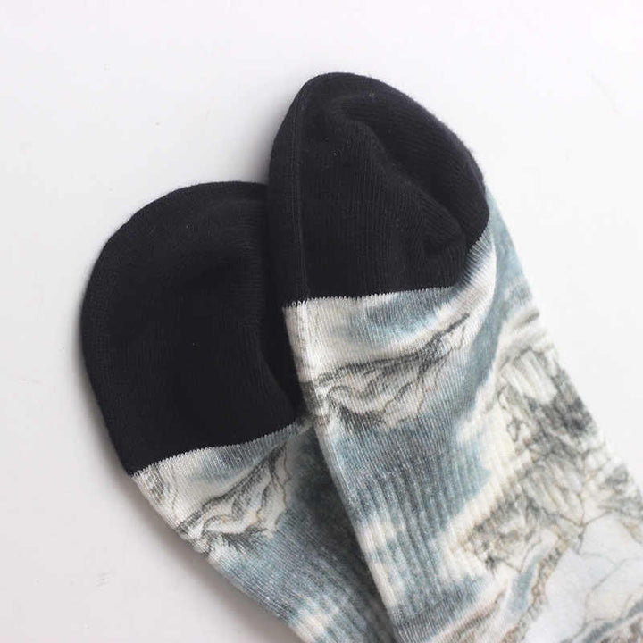 Buddha Stones, chinesische Tuschmalerei, Landschaftsmuster, Micro Crew, drei Paar Socken für Herren und Damen, Unisex - image 4