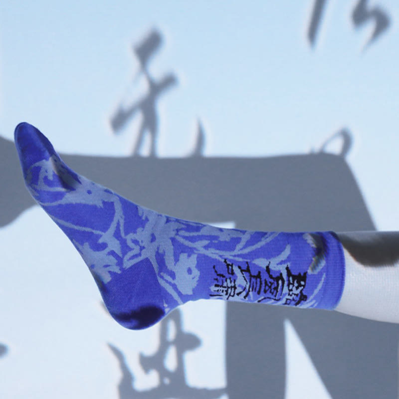 Buddha Stones Chinesische Kalligraphie Blumenmuster Micro Crew Damen Baumwollsocken - image 25