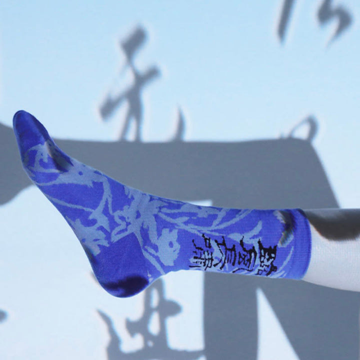 Buddha Stones Chinesische Kalligraphie Blumenmuster Micro Crew Damen Baumwollsocken - image 25