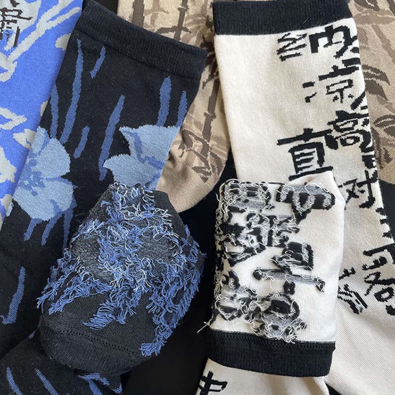 Buddha Stones Chinesische Kalligraphie Blumenmuster Micro Crew Damen Baumwollsocken - image 34