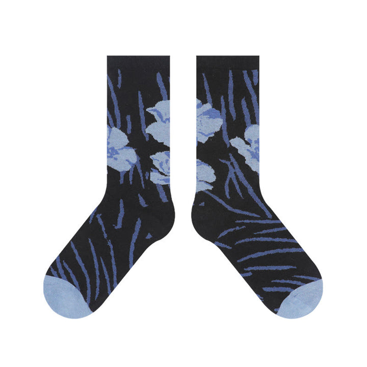 Buddha Stones Chinesische Kalligraphie Blumenmuster Micro Crew Damen Baumwollsocken - image 22