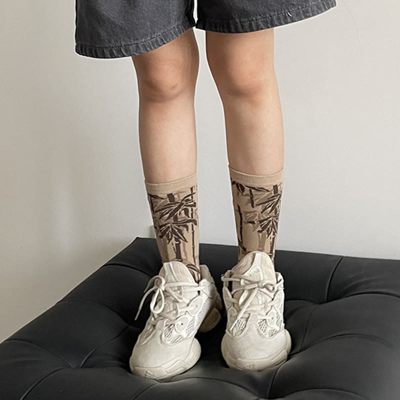Buddha Stones Chinesische Kalligraphie Blumenmuster Micro Crew Damen Baumwollsocken - image 14