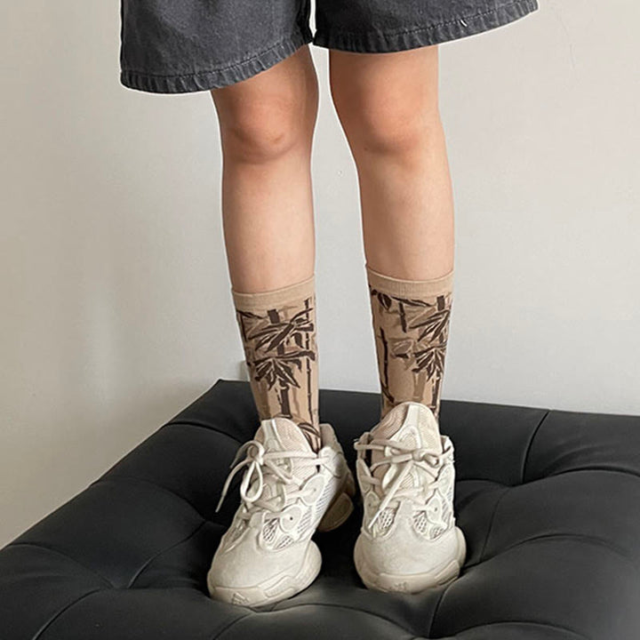 Buddha Stones Chinesische Kalligraphie Blumenmuster Micro Crew Damen Baumwollsocken - image 14