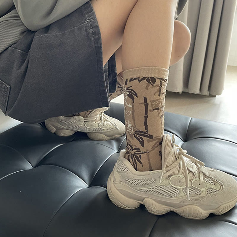 Buddha Stones Chinesische Kalligraphie Blumenmuster Micro Crew Damen Baumwollsocken - image 13