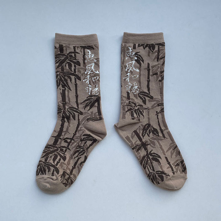 Buddha Stones Chinesische Kalligraphie Blumenmuster Micro Crew Damen Baumwollsocken - Blasse Goldrute - Einheitsgröße (US 5,5–8,5, EU 36–40, UK/AU 3,5–6,5, AISA 23–25 cm) - image 8
