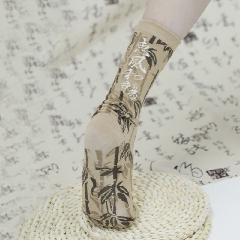 Buddha Stones Chinesische Kalligraphie Blumenmuster Micro Crew Damen Baumwollsocken - image 12