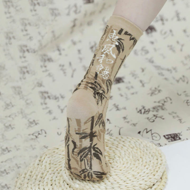 Buddha Stones Chinesische Kalligraphie Blumenmuster Micro Crew Damen Baumwollsocken - image 12