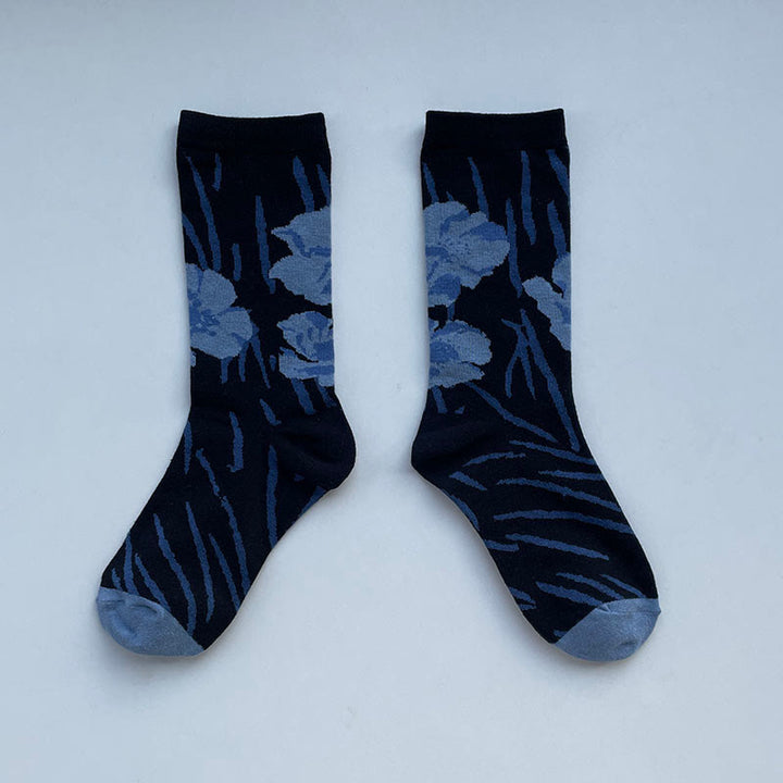 Buddha Stones Chinesische Kalligraphie Blumenmuster Micro Crew Damen Baumwollsocken - Schwarz - Einheitsgröße (US 5,5–8,5, EU 36–40, UK/AU 3,5–6,5, AISA 23–25 cm) - image 17