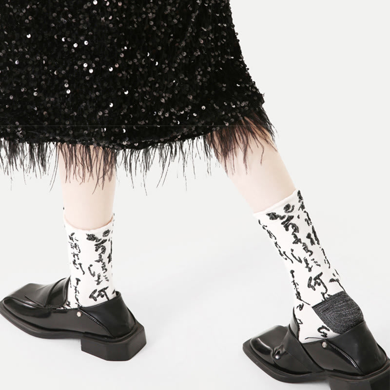 Buddha Stones, chinesische Kalligraphie, farblich passendes Muster, Micro Crew Damen-Baumwollsocken - image 8