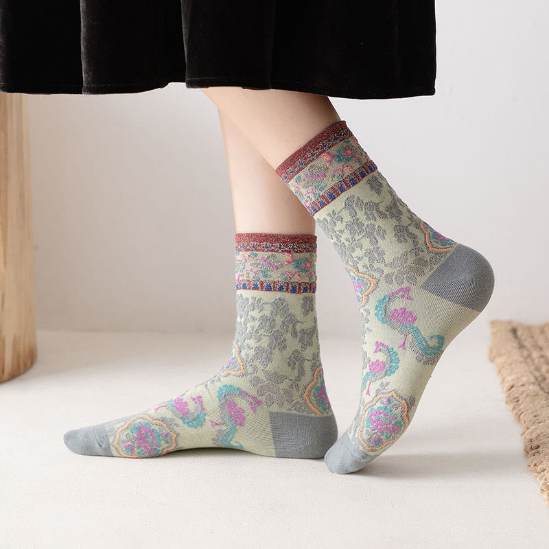 Buddha Stones Retro geprägtes Blumenmuster Micro Crew Damen Baumwollsocken - image 0