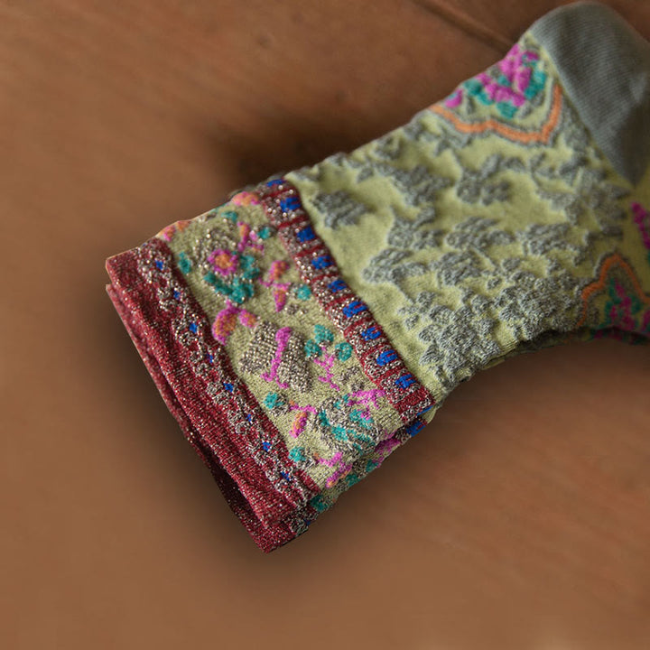 Buddha Stones Retro geprägtes Blumenmuster Micro Crew Damen Baumwollsocken - image 2