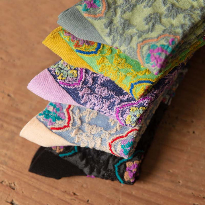 Buddha Stones Retro geprägtes Blumenmuster Micro Crew Damen Baumwollsocken - image 27