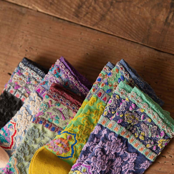 Buddha Stones Retro geprägtes Blumenmuster Micro Crew Damen Baumwollsocken - image 28