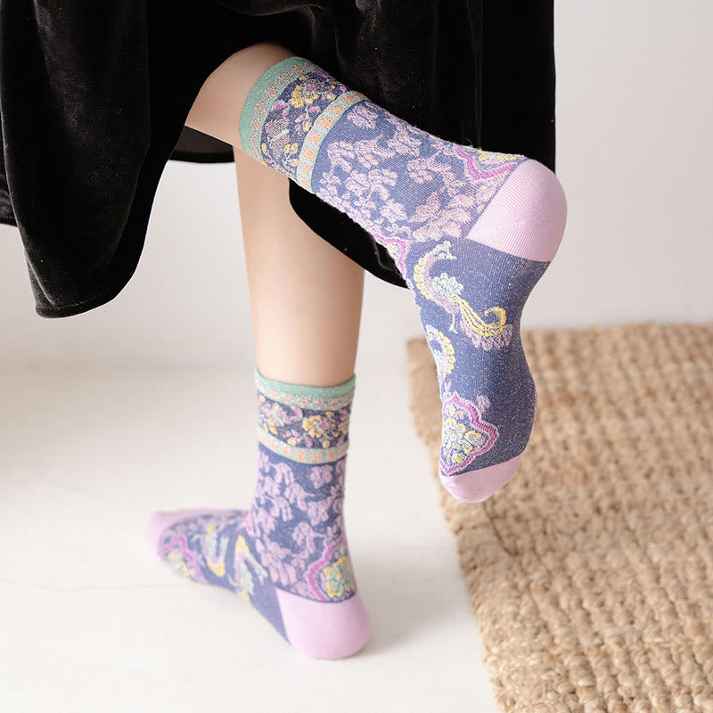 Buddha Stones Retro geprägtes Blumenmuster Micro Crew Damen Baumwollsocken - image 13