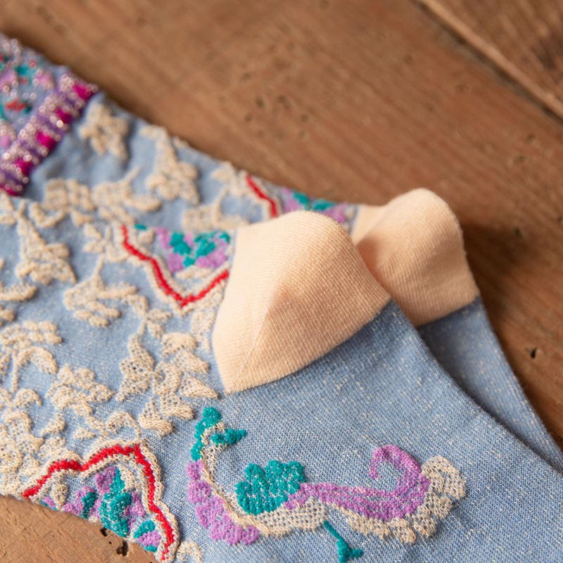 Buddha Stones Retro geprägtes Blumenmuster Micro Crew Damen Baumwollsocken - image 19