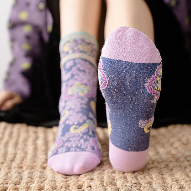 Buddha Stones Retro geprägtes Blumenmuster Micro Crew Damen Baumwollsocken - image 15
