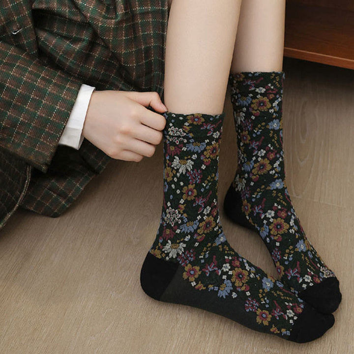 Buddha Stones Ethnic Textured Floral Pattern Damen Micro Crew Baumwollsocken - image 7