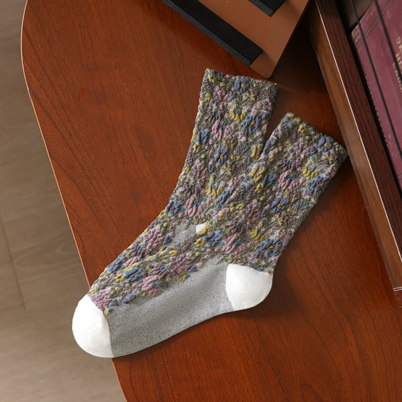Buddha Stones Ethnic Textured Floral Pattern Damen Micro Crew Baumwollsocken - Weiß - Einheitsgröße (US4–9, EU34–39, UK/AU2,5–6, Asien22–24,5 cm) - image 10