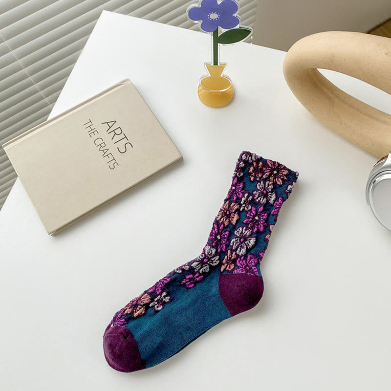 Buddha Stones Ethnic Textured Floral Kontrastierendes Farbdesign Damen Micro Crew Baumwollsocken - DunkelMagenta - Einheitsgröße (US4–9, EU34–39, UK/AU2,5–6, Asien22–24,5 cm) - image 10