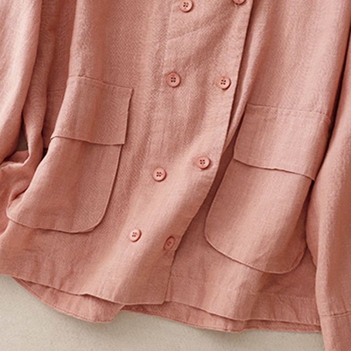 Buddha Stones Zweireihige Damen-Baumwolljacke mit langen Ärmeln und Taschen - image 19