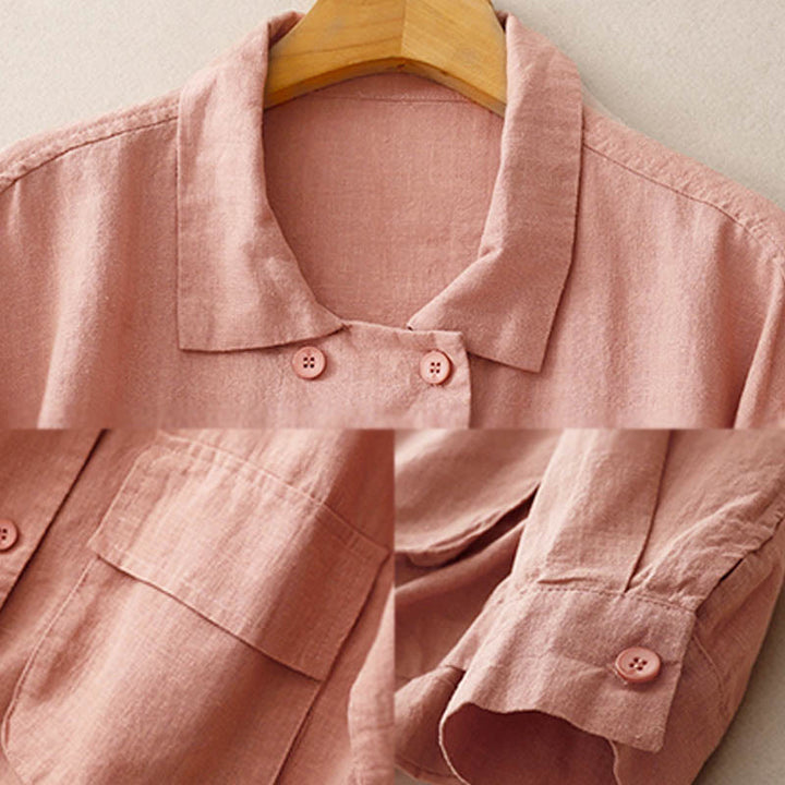 Buddha Stones Zweireihige Damen-Baumwolljacke mit langen Ärmeln und Taschen - image 21