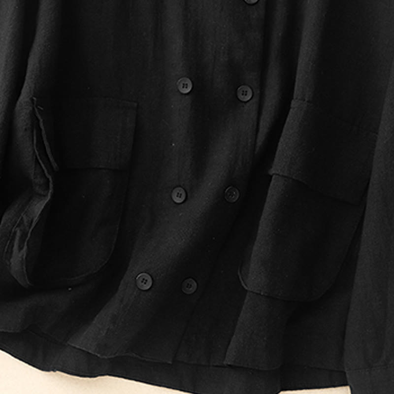 Buddha Stones Zweireihige Damen-Baumwolljacke mit langen Ärmeln und Taschen - image 16