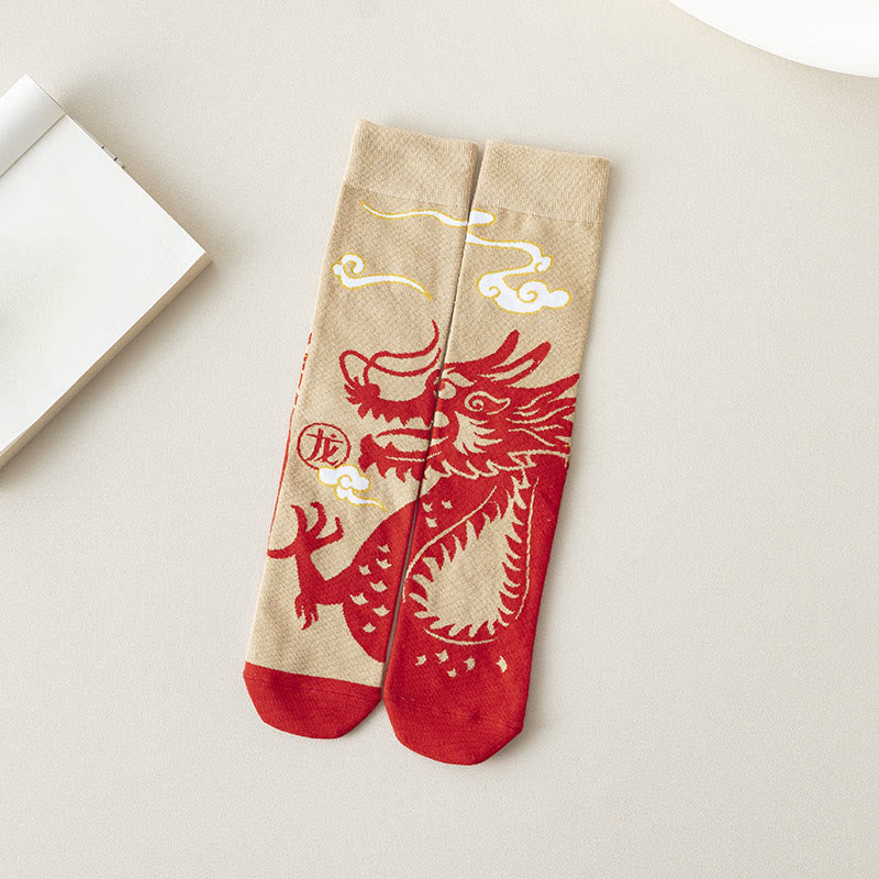 Buddha Stones Casual Red Dragon Baumwolle Viertel Herren Damen Unisex Socken - Großer Drache - Einheitsgröße (US 3,5–10,5, EU 36–44, UK/AU 3,5–10,5, Asien 23–28 cm) - image 0