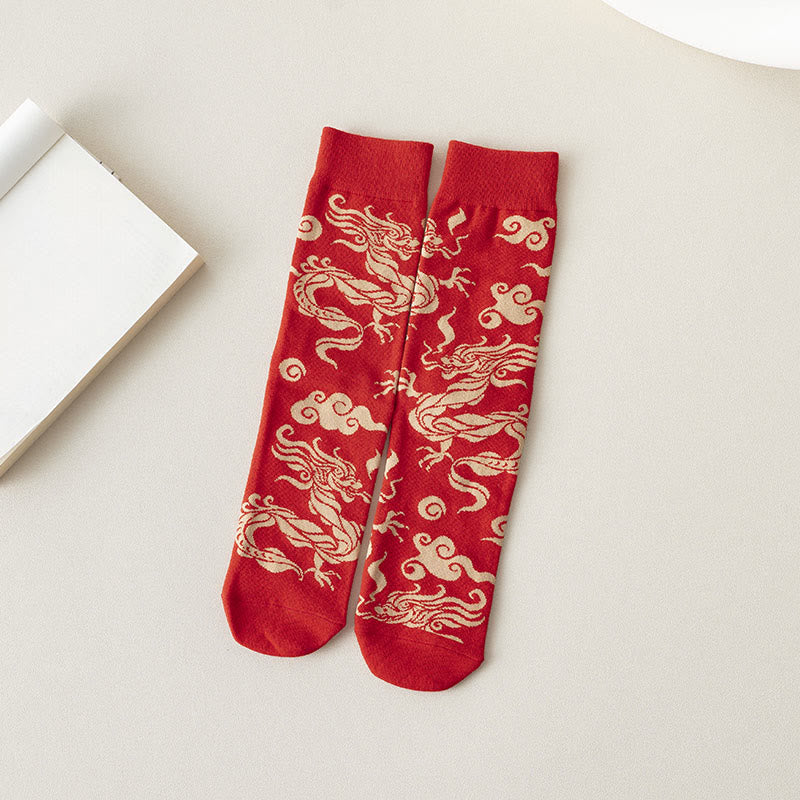 Buddha Stones Casual Red Dragon Baumwolle Viertel Herren Damen Unisex Socken - Drachen - Einheitsgröße (US 3,5–10,5, EU 36–44, UK/AU 3,5–10,5, Asien 23–28 cm) - image 5