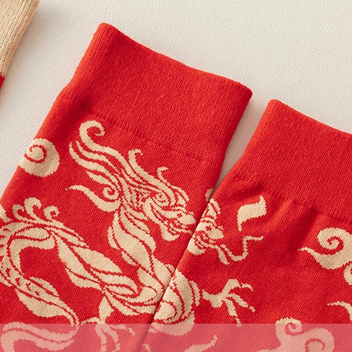 Buddha Stones Casual Red Dragon Baumwolle Viertel Herren Damen Unisex Socken - image 12