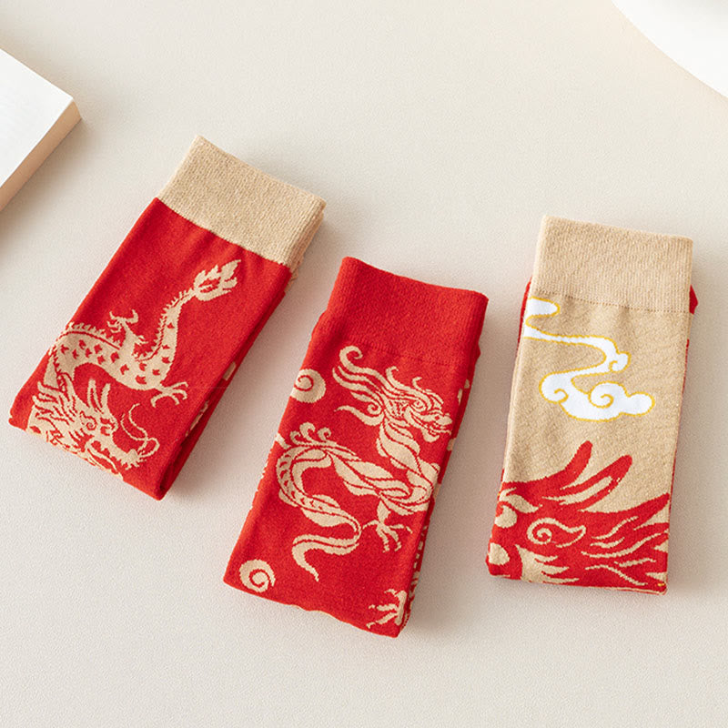 Buddha Stones Casual Red Dragon Baumwolle Viertel Herren Damen Unisex Socken - image 20