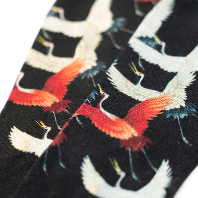 Buddha Stones Casual Weiß Rot Kraniche Micro Crew Männer Frauen Unisex Socken - image 6