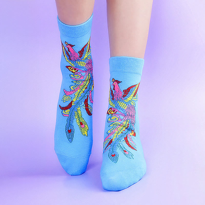 Buddha Stones Casual 3 Paar mehrfarbige Phoenix Quarter Damensocken - 3 Paar Blau - SM (US 5,5–8,5, EU 36–40, UK/AU 3,5–6,5, AISA 23–25 cm) - image 10