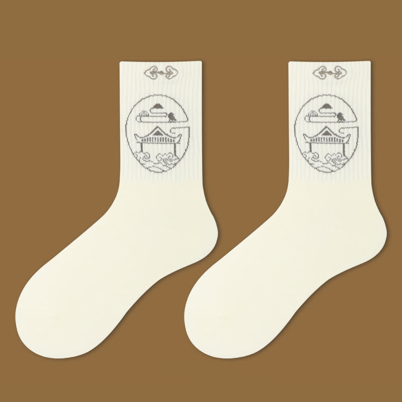 Buddha Stones Casual Lotus Pavilion Hirsch Friedlicher Charakter Schwalben Micro Crew Damensocken - Pavillon - SM (US 5,5–10, EU 36–41, UK/AU 3,5–7,5, AISA 22,5–25,5 cm) - image 2