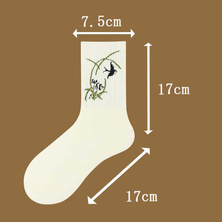 Buddha Stones Casual Lotus Pavilion Hirsch Friedlicher Charakter Schwalben Micro Crew Damensocken - image 7